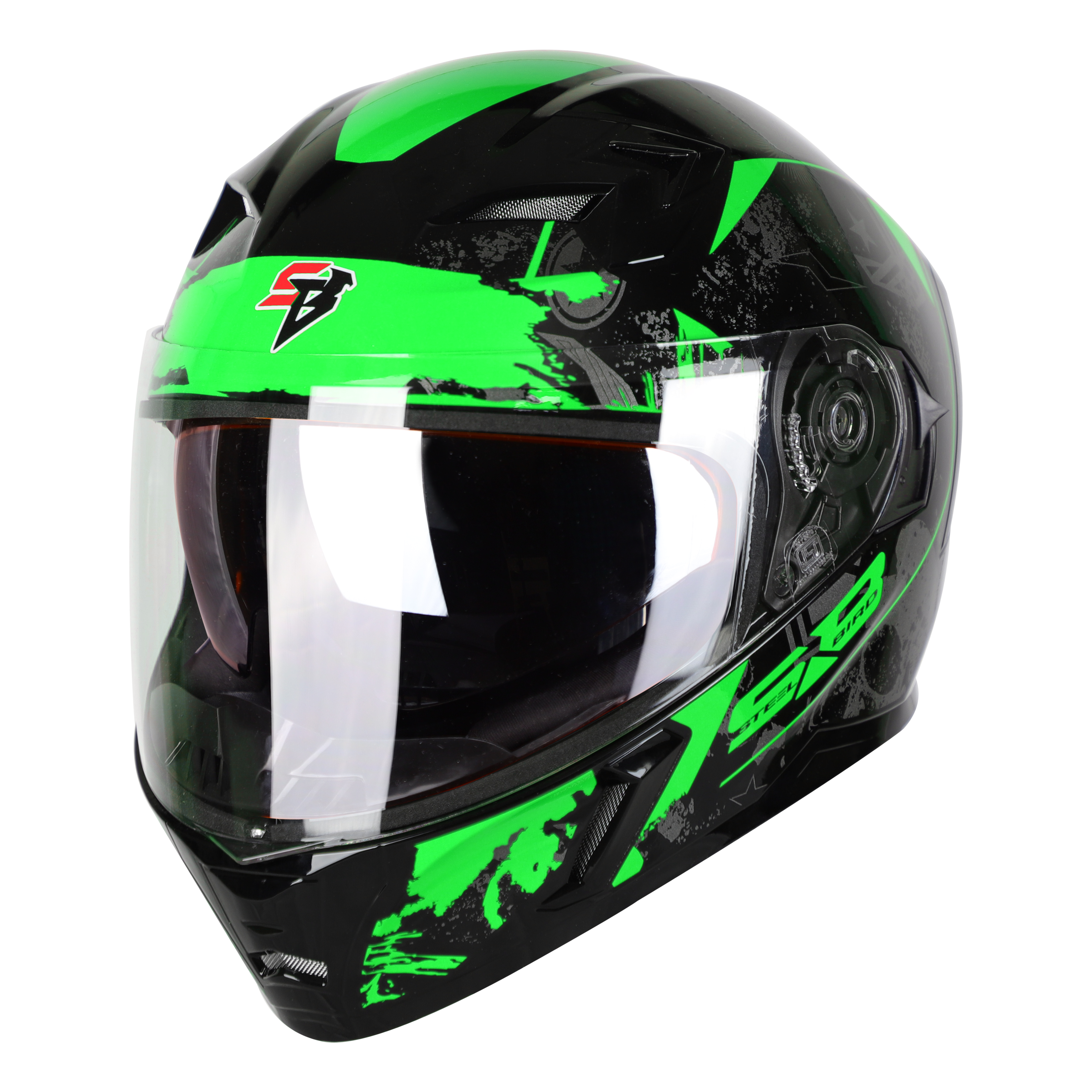 SBA-21 COMBAT GLOSSY BLACK WITH GREEN (WITH IINNER SHIELD & HIGH-END INTERIOR)